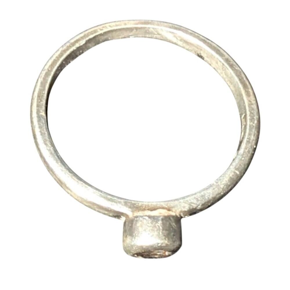 925 Sterling Silver Bezel Ring Lavender Round Stone Size 6.5 Stamped C10 Dainty